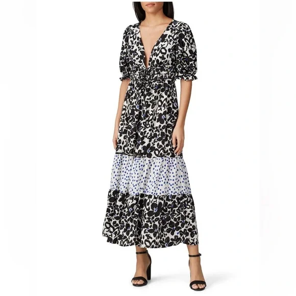 Whitney Eve Dresses | Nwot - Love, Whit by Whitney Port Blue Black Midi Dress - Medium M | Color: Black/Blue | Size: M | Ltonner's Closet
